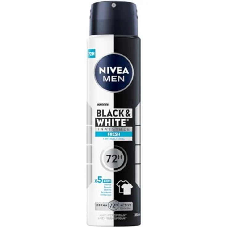 NIVEA MEN Black&White 48H Invisible Fresh Antitranspirant Spray, 250ml, 5-in-1 Schutz ohne Alkohol – Bild 1