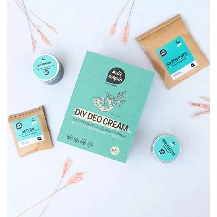 hello simple DIY Deocreme Deodorant Set, Naturkosmetik ohne Aluminium, vegan, bio, plastikfrei, 2x75 g, Natural – Bild 3