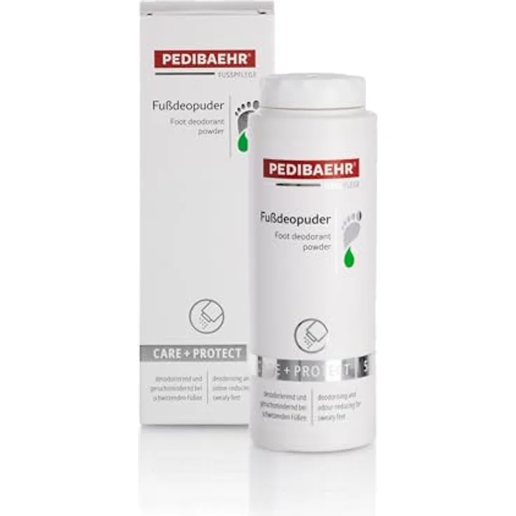 Pedibaehr Fußdeopuder, talkfreies Fußpuder mit erfrischendem Orangen-/Zitronenduft, 100g