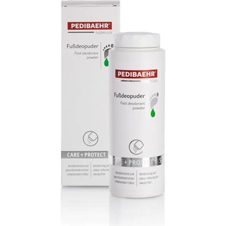 Pedibaehr Fußdeopuder, talkfreies Fußpuder mit erfrischendem Orangen-/Zitronenduft, 100g – Bild 1