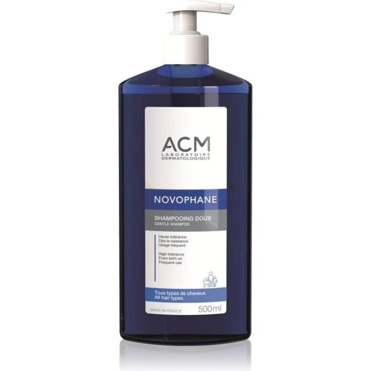 ACM Novophane Gentle Shampoo, extra sanftes Shampoo für alle Haartypen, 500 ml, natürliche Inhaltsstoffe