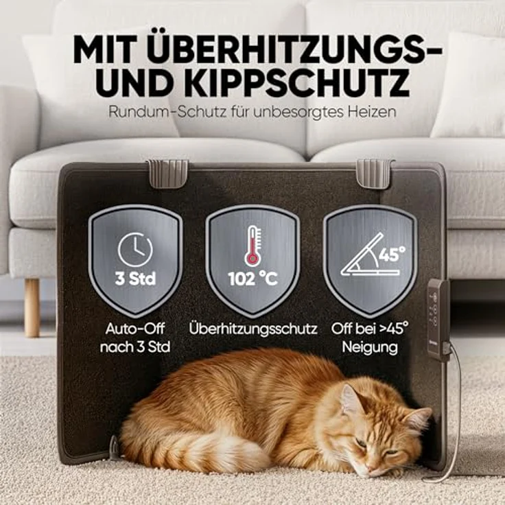 Björn&Schiller Schreibtischheizung, faltbares Heizpaneel 100×51 cm, kompakt und leicht, schnelles Aufheizen, energiesparend, Fußheizung für Zuhause und Büro – Bild 4