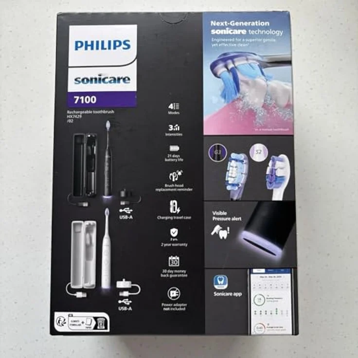 Philips Sonicare Elektrische Zahnbürste Series 7100 HX7429/02, mit Andruckkontrolle, 7 Putzeinstellungen, inkl. Reiseladeetui – Bild 3