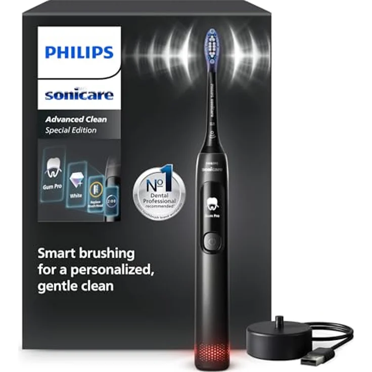 Philips Sonicare AdvancedClean Limited Edition, Elektrische Zahnbürste mit Smart Screen, Drucksensor, 5 Putzmodi, Erinnerungsfunktion und Schwarz, HX3792/11 – Bild 1