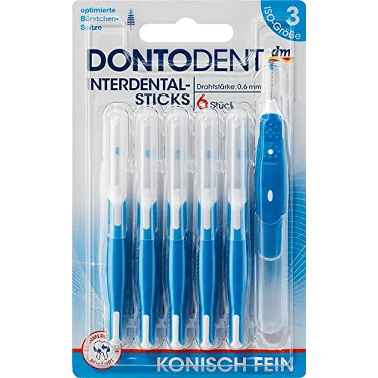 Interdental Sticks blau 2,5-4,5 ISO 3, 1 Packung mit 6 Stück