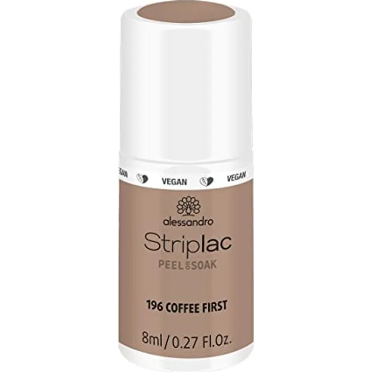 alessandro Striplac UV-Nagellack Coffee First – Schonend und langanhaltend – Einfache Entfernung dank Peel-Off-Technologie – Vegan und tierversuchsfrei – 8 ml