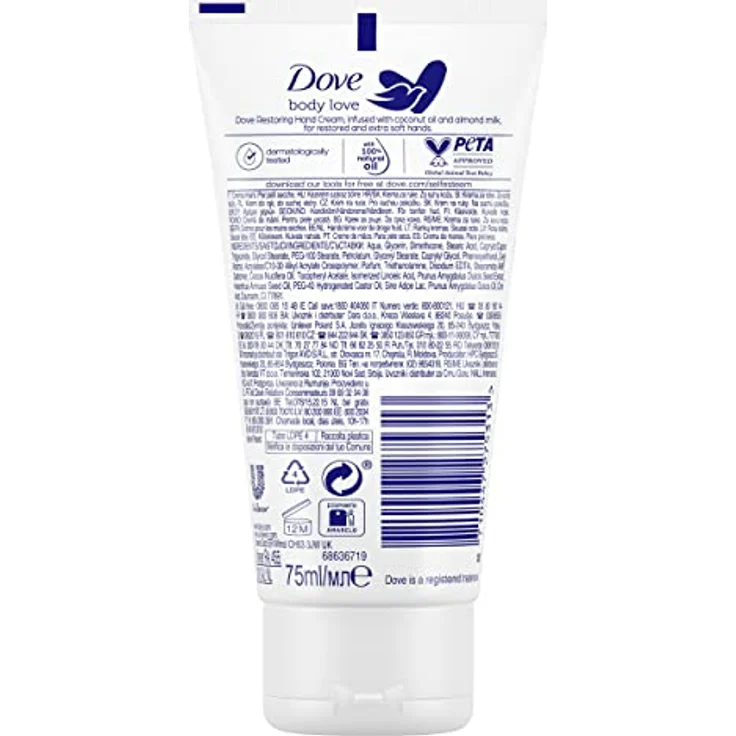 Dove Nourishing Secrets Restoring Ritual Handcreme für trockene Haut mit Kokosöl und Mandelmilch 75 ml – Bild 3