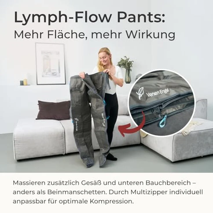 Venen Engel 6 Premium Medical, Lymph-Flow Pants mit 6 Massageprogrammen, medizinisch zertifiziert bei venösen lymphatischen Beschwerden, zur Cellulite-Behandlung, ergänzend zur Lymphdrainage – Bild 3