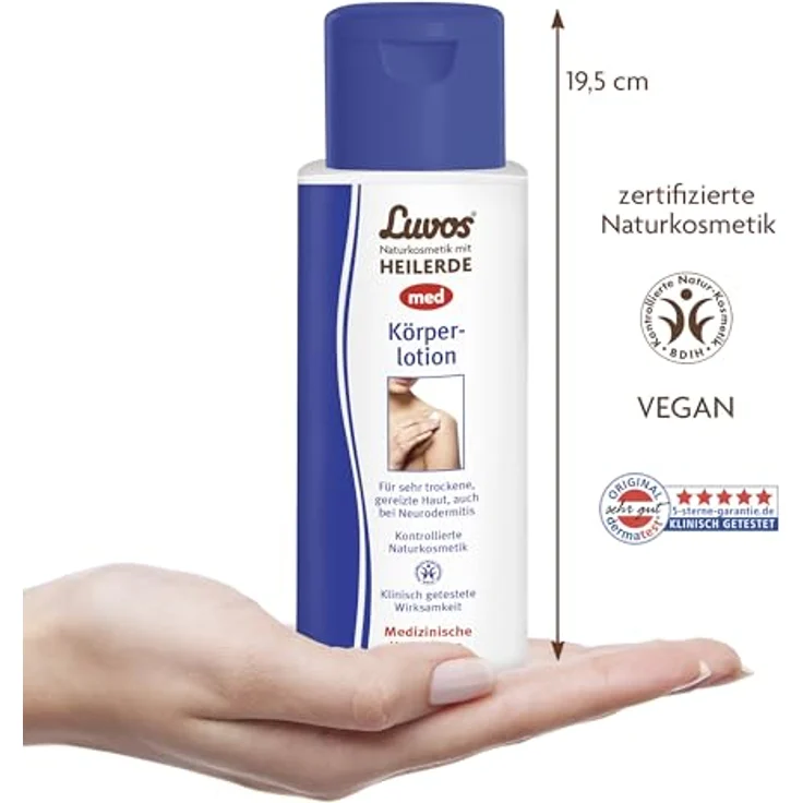 Luvos Heilerde med Körperlotion, 200 ml, medizinische Hautpflege für sehr trockene, gereizte Haut, Naturkosmetik – Bild 2