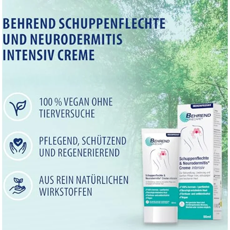 Evolsin Behrend Schuppenflechte & Neurodermitis Cr.intens. 50 ml, intensiv feuchtigkeitsspendende Gesichtspflege ohne Kortison und Parabene – Bild 3