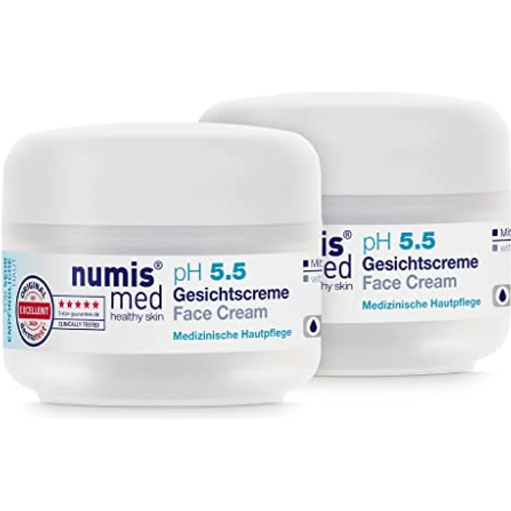 numis med Gesichtscreme ph 5.5-2x Hautberuhigende Tagescreme für sehr empfindliche & sensible Haut - vegane Gesichtspflege ohne Silikone, Parabene & Mineralöl - 2x 50 ml – Bild 1