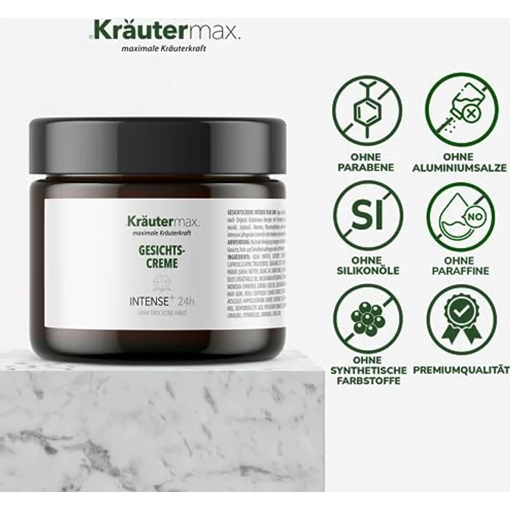 Kräutermax Intense Gesichtscreme - Intensive Pflege für sehr trockene Haut - 24 Stunden Tagescreme und Nachtcreme 100 ml – Bild 4
