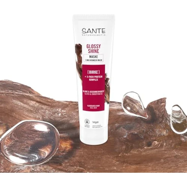 SANTE Naturkosmetik Glossy Shine Maske Bio-Birkenblattextrakt + 3-Fach Protein-Komplex, silikonfreie und hydratisierende Haarmaske, vegane Haarpflege für mehr Glanz und Geschmeidigkeit, 150 ml – Bild 3