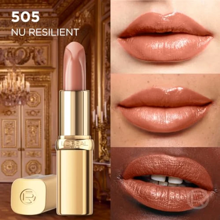 L'Oréal Paris Lippenstift für ein seidiges Finish und 12 Stunden Feuchtigkeit, 75% pflegende Inhaltsstoffe, Color Riche Satin Nude, Farbe: 505 Nu Resilient, 1.8 g – Bild 5