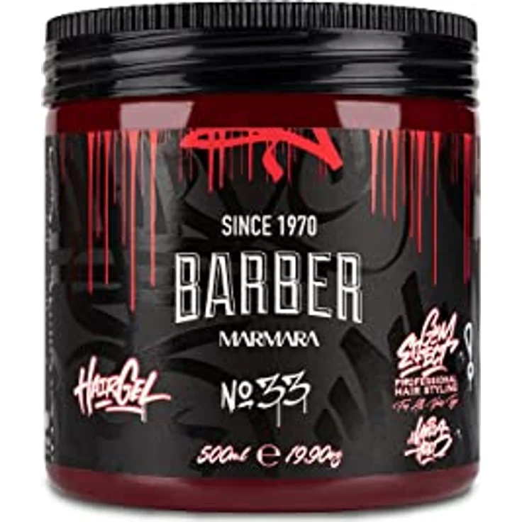 BARBER MARMARA No.33 Hair Styling Gel 500ml - Haargel Herren - Starker Halt - Kein Verkleben und ohne Rückstände - Alkohol Frei - Frischer Duft - Hair Gel - wet hair look - gummy Effect – Bild 1