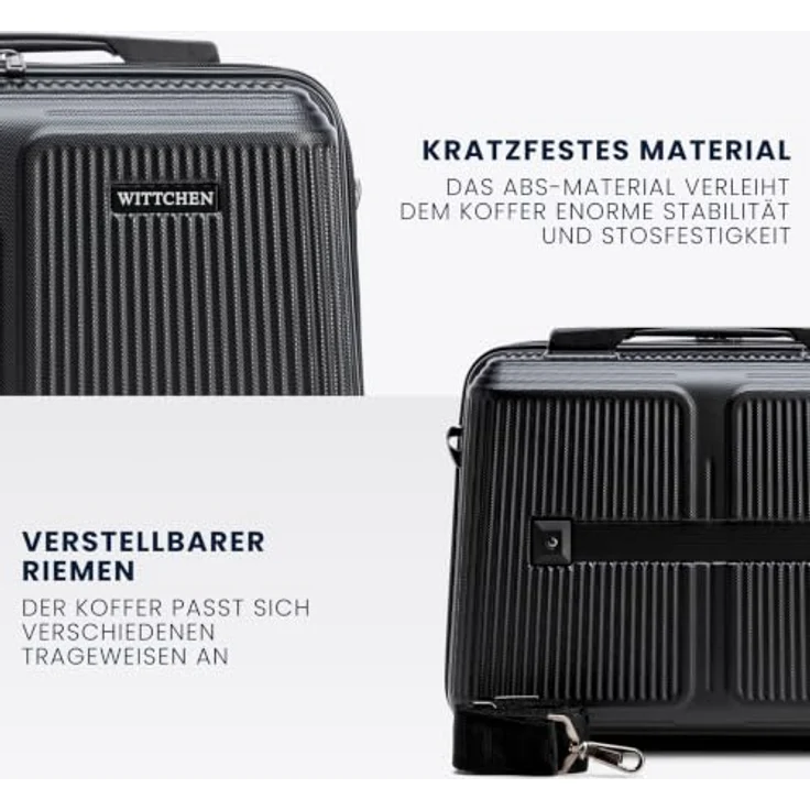 WITTCHEN Stripes Line Kosmetiktasche Reisekosmetiktasche aus robustem ABS mit Schultergurt, Schwarz – Bild 3