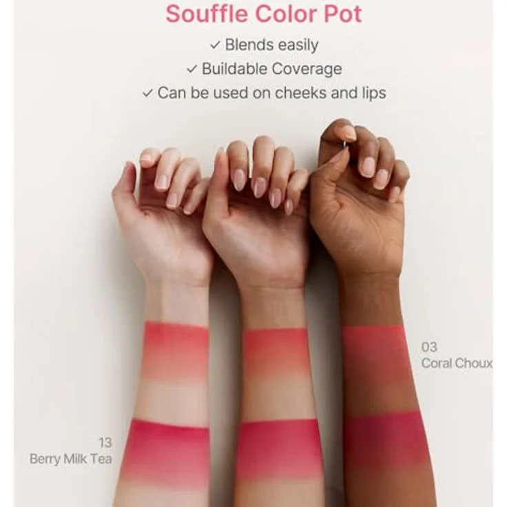 Dasique Souffle Color Pot, multifunktionelles Make-up für Gesicht und Lippen, Farbton 12 Apple Tarte, 6.5 g – Bild 7