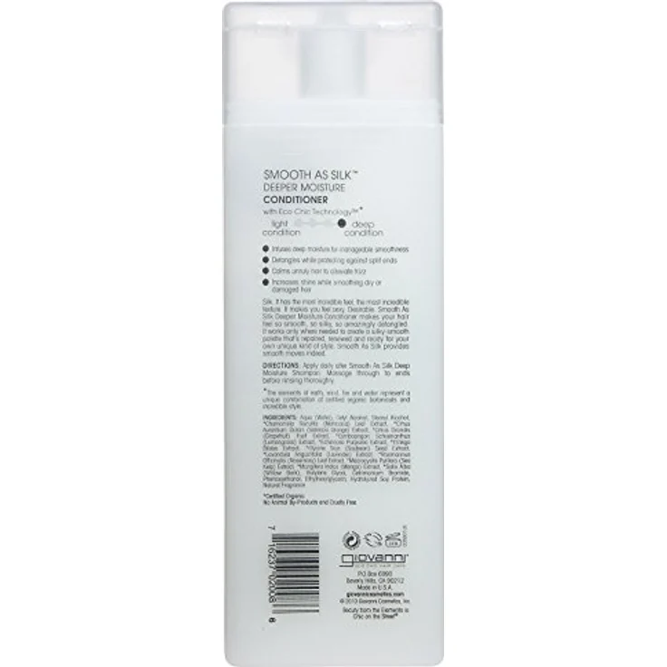 Giovanni Smooth As Silk Deeper Moisture Conditioner, 250 ml, intensiv feuchtigkeitsspendend für beschädigtes und widerspenstiges Haar, vegan und parabenfrei – Bild 2