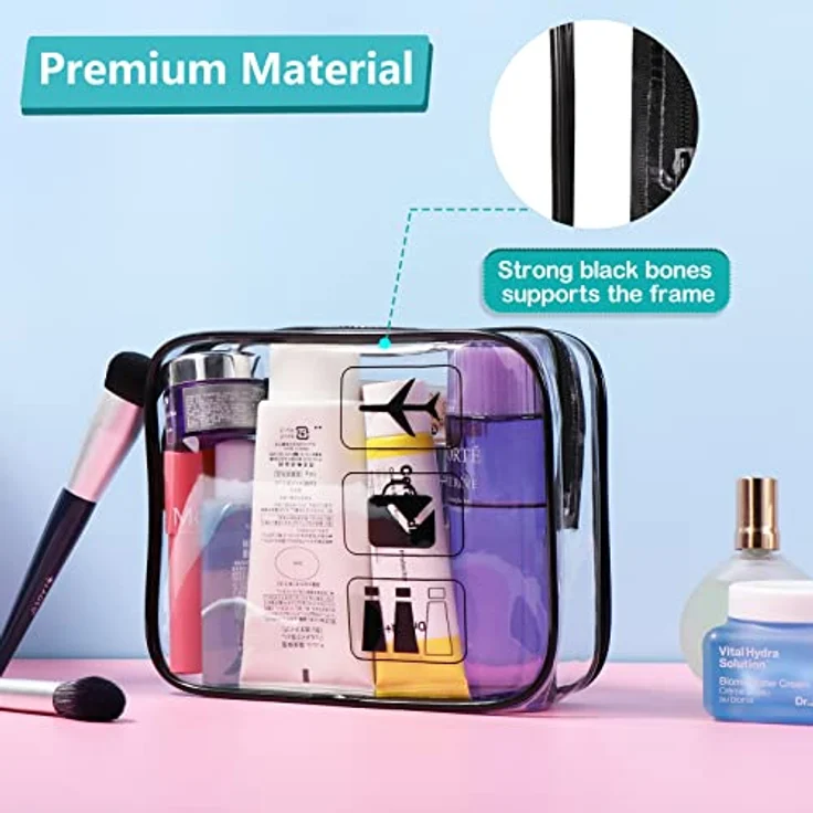 Oderra Kulturbeutel Transparent, 1 Stück Kosmetiktasche, TSA-geprüft Handgepäck Kulturtasche, reisezubehör von Flüssigkeiten Damen & Herren – Bild 5
