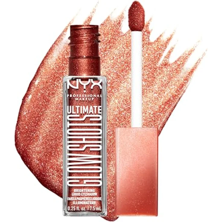 NYX Professional Makeup Ultimate Glow Shots, Lidschatten mit glossy-glitzerndem Finish, 7,5 ml, Nr. 11 - Clementine Fine – Bild 1