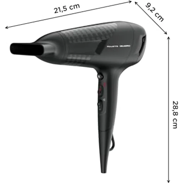 Rowenta CV581LF0 Studio Dry Karl Lagerfeld Haartrockner, 3 Temperatur- und 2 Gebläsestufen, 2100 Watt, DC-Motor, schwarz – Bild 9