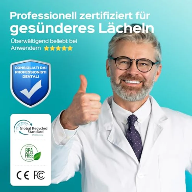COSLUS C20 (F5020E) Munddusche, kabellos, 300ml Wassertank, IPX7 wasserdicht, 5 Multifunktionale Jet-Tipps, 30 Tage Akkulaufzeit, für tägliche Tiefenreinigung – Bild 4