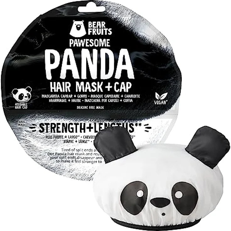 Bear Fruits Bambus Stärke + Länge Haarmaske mit Panda-Haube, 20 ml – Bild 1