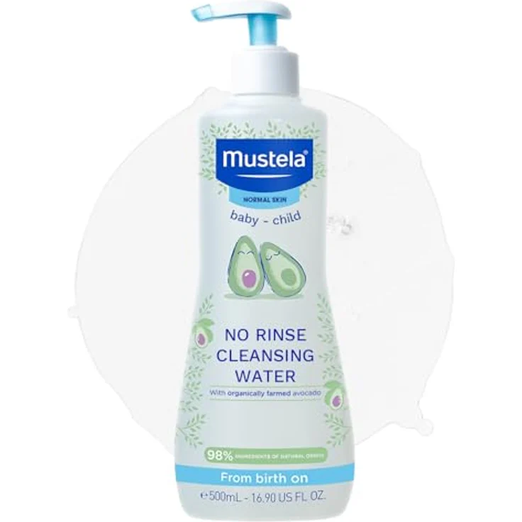 Mustela Bébé Reinigungswasser No-Rinse Cleansing Water, 500 ml, sanfte Reinigung ohne Wasser, mit Bio-Avocadoextrakt – Bild 2