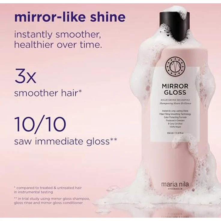 Maria Nila Mirror Gloss High Shine Shampoo 350 ml, feuchtigkeitsspendend mit Chia-Peptiden für glänzendes Haar – Bild 5