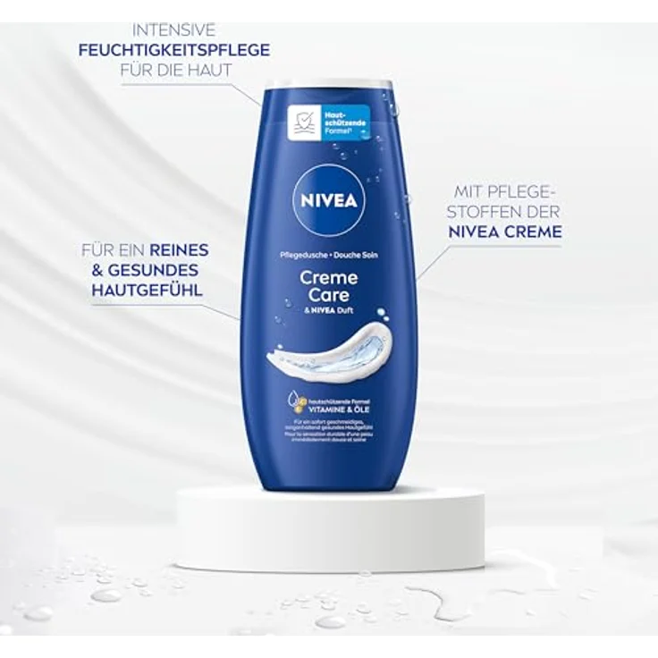 Nivea Duschcreme Creme Care, 250 ml, cremige Textur mit Vitamin C und E, vegan, pH-hautneutral, für alle Hauttypen – Bild 2