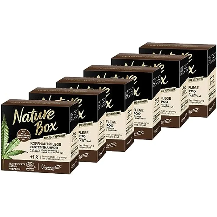 NATURE BOX Festes Shampoo Kopfhautpflege Hanf 85g, 6er Pack (6 x 85 g)