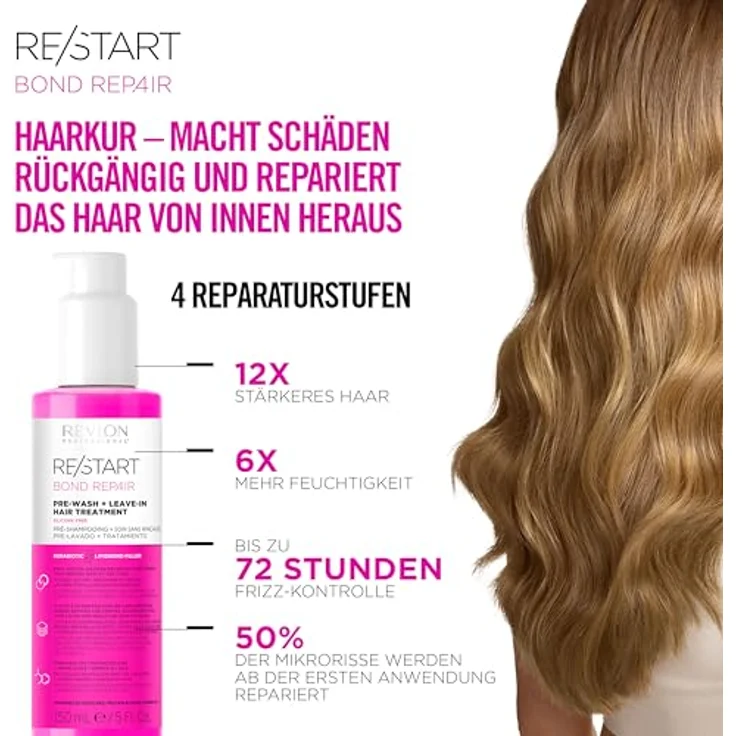 REVLON PROFESSIONAL RE/START Bond Repair, 2-in-1 Pre-Wash & Leave In Haarbehandlung für geschädigtes Haar, 150 ml, repariert gebrochene Haarbindungen, glättet die Schuppenschicht – Bild 3