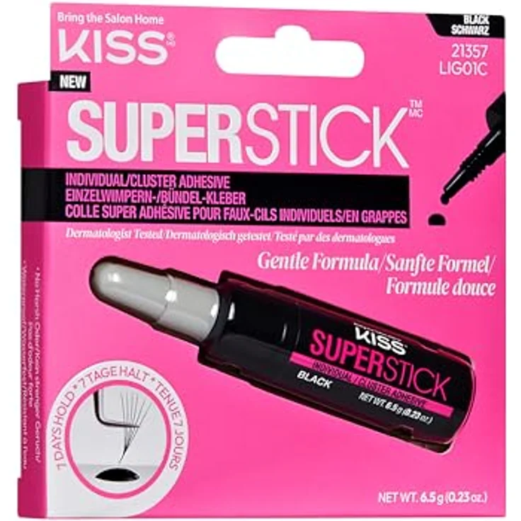 KISS Superstick Glue, Wimpernkleber für künstliche Wimpern, 6.5 g, schnelltrocknend, schwarz – Bild 3