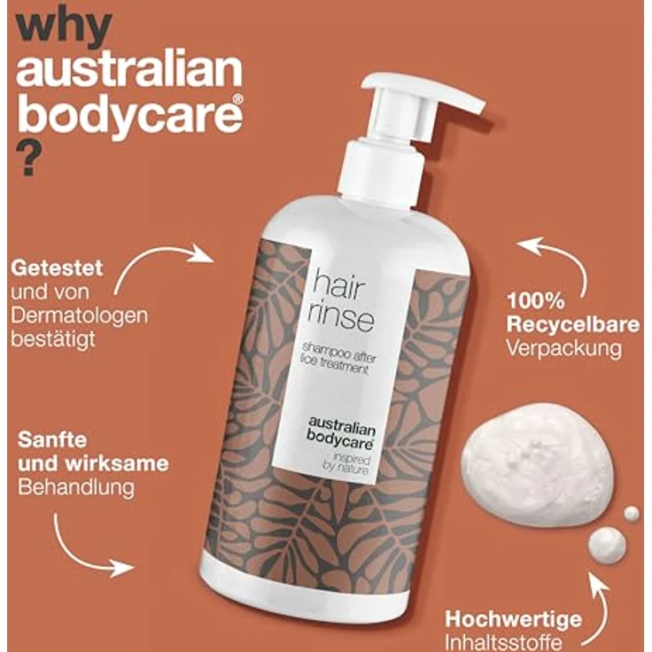 Australian Bodycare Hair Rinse 500 ml | Kopfläuseshampoo nach der Kopfläusebehandlung für die ganze Familie | Teebaumöl Shampoo mit 100% natürlichem Teebaumöl – Bild 4