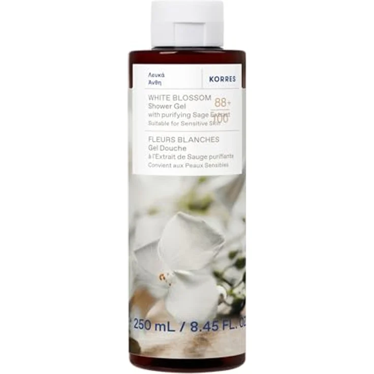 KORRES WHITE BLOSSOM Duschgel mit Salbei-Extrakt, Duft von weißen Rosen und Bergamotte, vegan, silikon- und parabenfrei, 250 ml – Bild 1