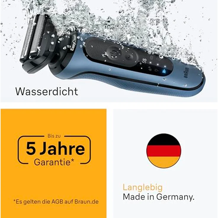 Braun Series 5 52-A1000s, Elektrorasierer mit Lithium-Ionen-Akku, wasserdicht, Turbo-Modus, blau – Bild 6