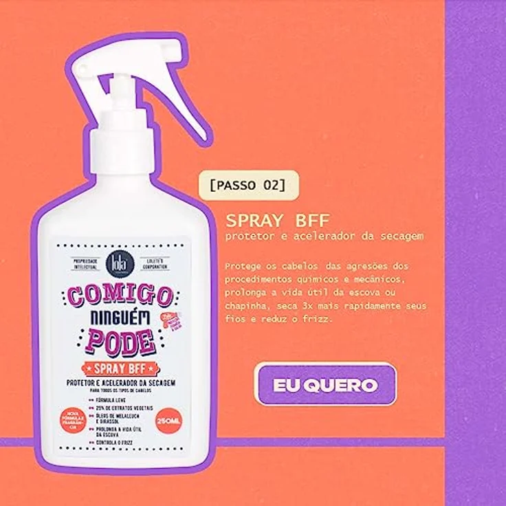 Lola Comigo Ninguém Pode Spray Bff, 250ml intensive Feuchtigkeitspflege für trockenes und strapaziertes Haar – Bild 3