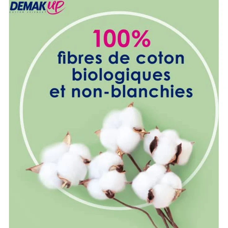 Demak'Up Bio-Wattepads zum Abschminken – Gesicht und Augen – 100% natürliche, biologische und nicht gebleichte Baumwollfasern – GOTS-zertifiziert – 85 Stück – Bild 2