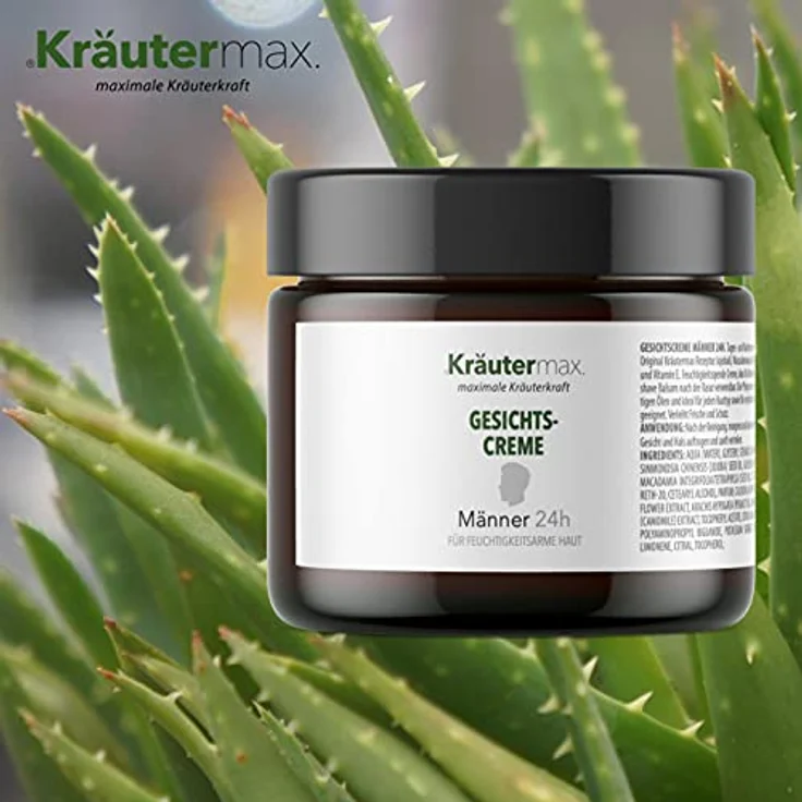 Kräutermax Gesichtscreme Männer Feuchtigkeitscreme für Gesichtspflege auch als After Shave Herren 1 x 100 ml, Trockene Haut mit Jojobaöl, Macadamianussöl, Ringelblume, Kamille und Vitamin E – Bild 2