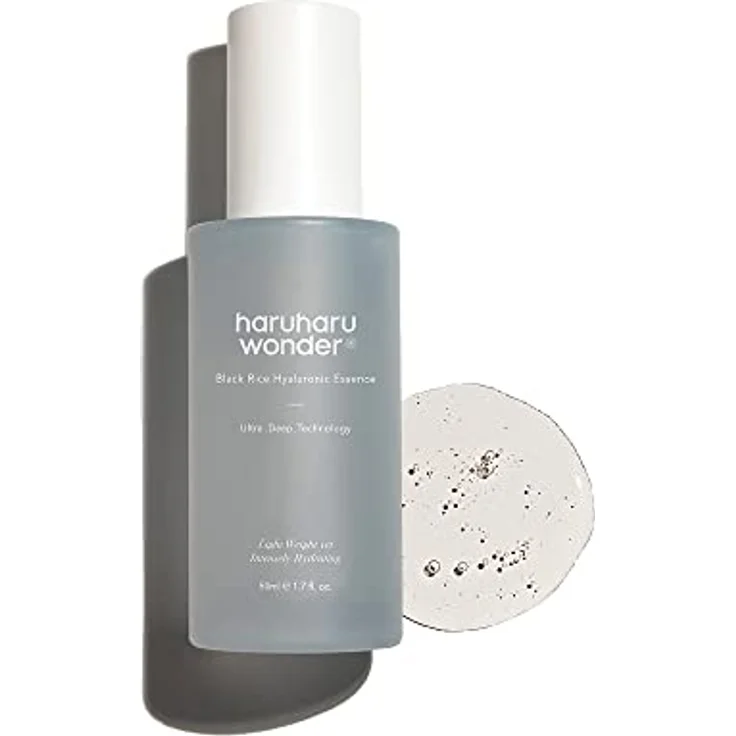 HARUHARU Wonder Black Reis Hyaluron Essence 1,6 fl oz (50 ml) Antioxidation und intensive Hydratation, Anti-Aging, Nahrung für straffe Haut, Panax Ginseng Liposome für saubere Haut – Bild 1