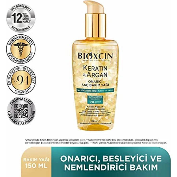 BIOXCIN Bioxcin Keratin & Argan Reparierendes Haarpflegeöl 150ml - Tiefenwirksame Pflege für Geschädigtes Haar mit Anti-Frizz Effekt - Für Alle Haartypen – Bild 2