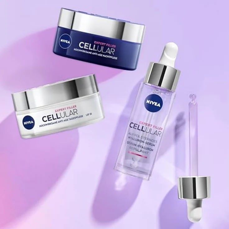 NIVEA Cellular Expert Filler Hochwirksame Anti-Age Tagespflege LSF 30, extra straffende Gesichtspflege mit Auffüllungseffekt, aufpolsternde Tagescreme mit Hyaluronsäure & Sonnenschutz (50 ml) – Bild 5