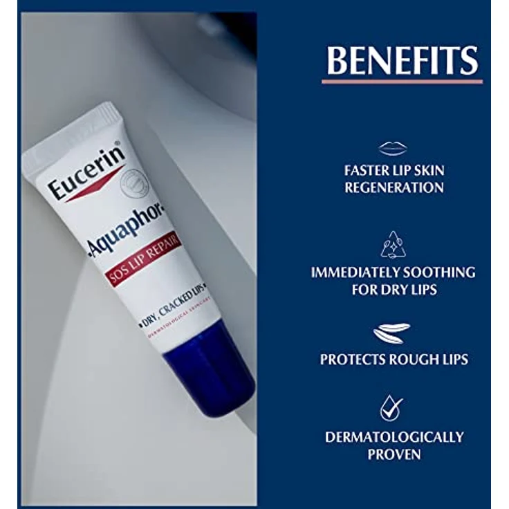 Eucerin Lippenbalsam Aquaphor Réparateur Lèvres 10 ml mit feuchtigkeitsspendender Wirkung für trockene Lippen – Bild 4