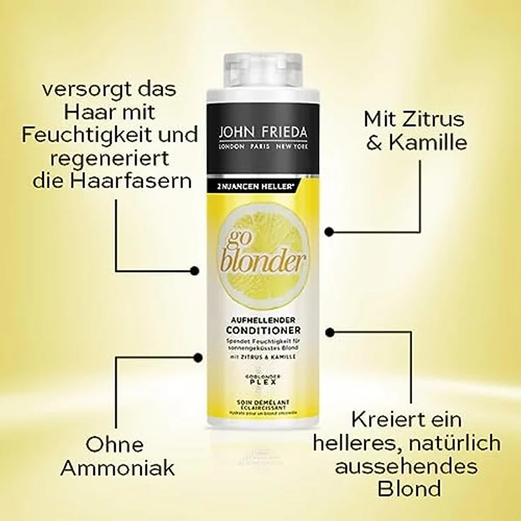 John Frieda Go Blonder Conditioner - Vorteilsgröße: 500 ml - Aufhellend - Haartyp: blond, blondiert - Kabinettgröße – Bild 4