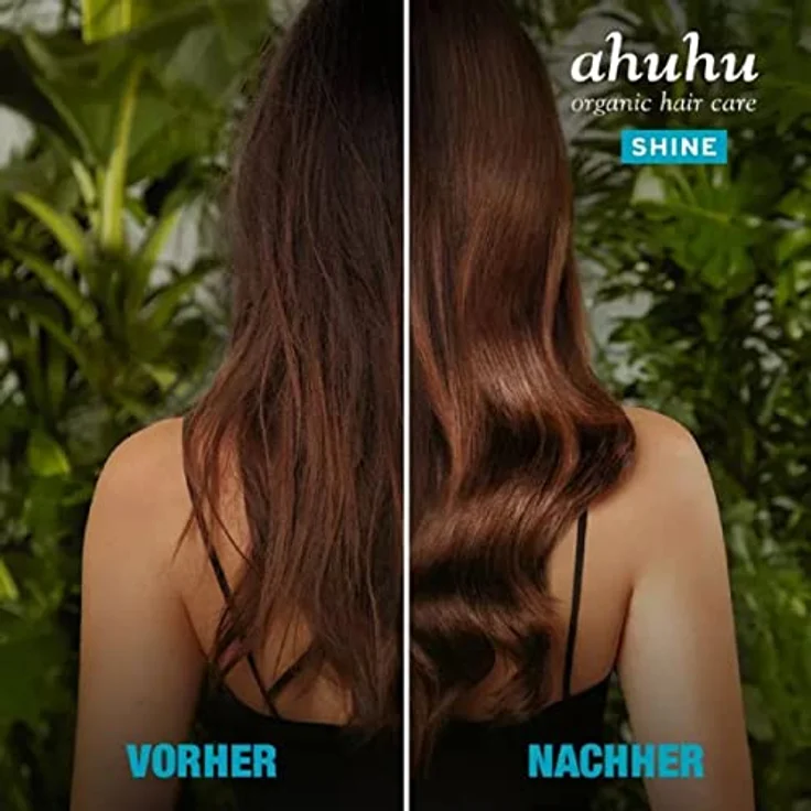 ahuhu organic hair care Shine Hyaluron Shampoo, Conditioner je 500ml, Haarclips – Bild 3