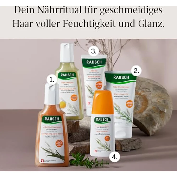 RAUSCH After Sun Shampoo 200 ml, veganes Shampoo mit Weizenkeim- & Aloe-Vera-Extrakt, sanfte Reinigung nach Sonne, Salz & Chlor, silikonfrei, hergestellt in der Schweiz – Bild 5