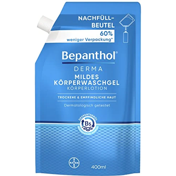 Bepanthol Derma mildes Körperwaschgel, seifenfreies Gel für empfindliche und trockene Haut, 400 ml – Bild 1