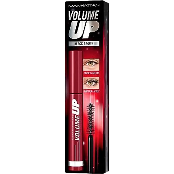 Manhattan Volume Up Mascara, Black Brown, dunkelbraune Volumenmascara, 8 ml