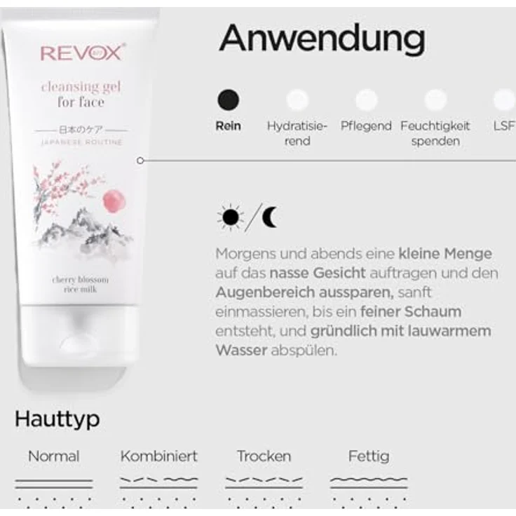 Revox B77 JAPANESE ROUTINE Reinigungsgel für das Gesicht, 150 ml, sanfte Gesichtsreinigung mit Panthenol und Koffein – Bild 5