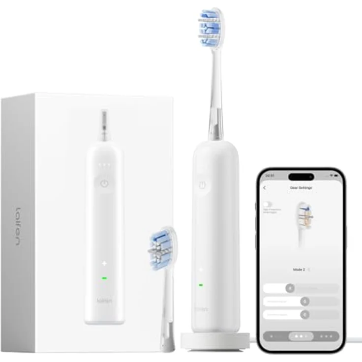 Laifen Wave Pro Schall-Zahnbürste mit 6 Reinigungsprogrammen, 70 Tage Akku, Druckkontrolle und 2 intelligenten Bürstenköpfen (ABS Weiß) – Bild 1